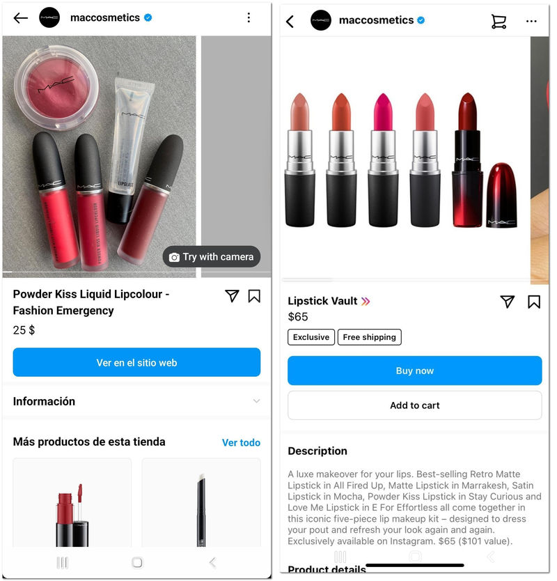 Instagram Shopping Checkout España Vs USA