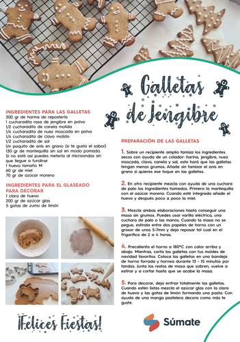 galletas de jengibre receta paso a paso - felicitación súmate marketing digital